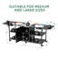 Chariot de barbecue extérieur double pour grandes cuisinières en céramique avec surface de préparation en acier inoxydable, noir et argent