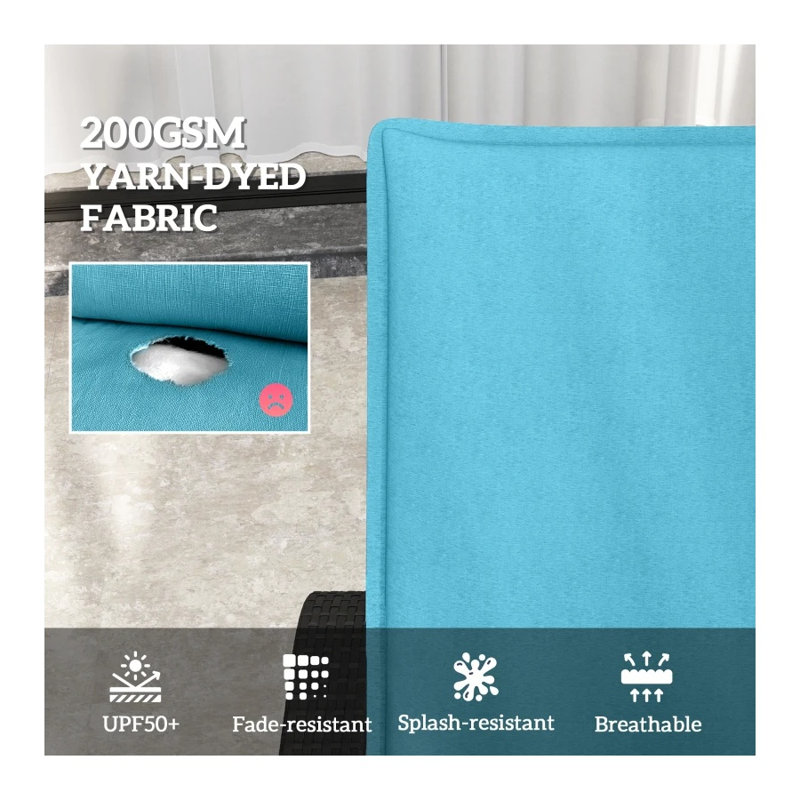 Ensemble de coussins de chaise longue pliable d'extérieur - Bleu clair