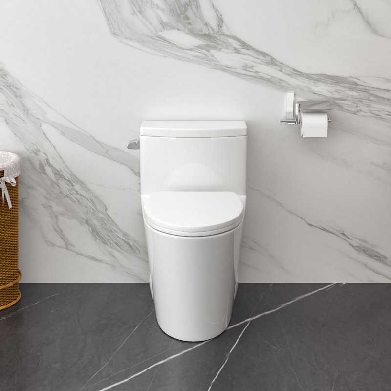 Siphonic Flush Elongated One Piece Toilets with Comfort Height Seat for Bathroom, 12 Inch Rough-In Toilet, Left