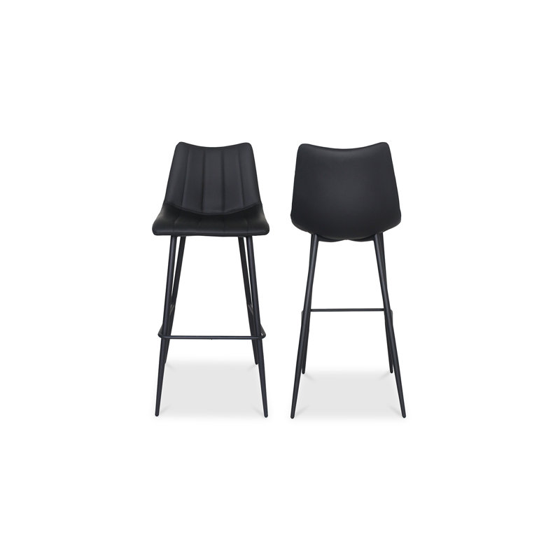 Tabouret de bar et de comptoir Finnigan, Tabouret de bar (siège d'une hauteur de 30 po), Noir / similicuir
