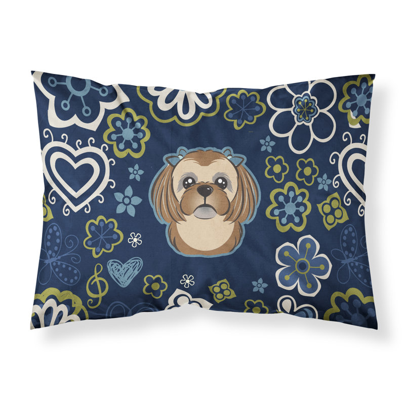 Taie d’oreiller floral, Shih tzu brun chocolat