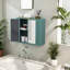 Armoire de salle de bain murale avec miroir, 2 portes en miroir et tablette ouverte, armoire de rangement Farmhouse-1306434556