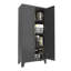 Armoire de 61 po en acier noir avec 2 portes et tablettes réglables, idéale pour la chambre à coucher, le salon, le couloir - grand rangement, écoénergétique, peu encombrante, facile à entretenir-1433721220