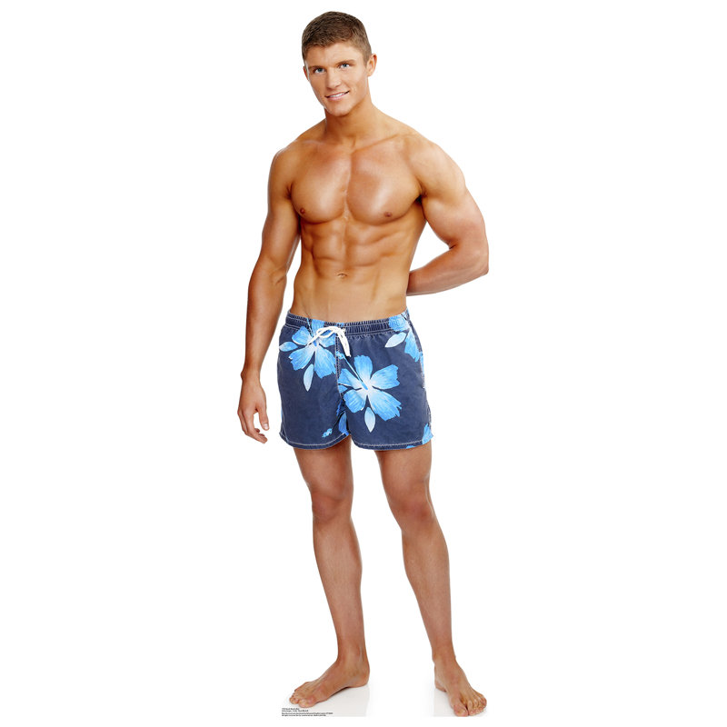 Accroche découpée en carton à la taille de vie man muscles beach