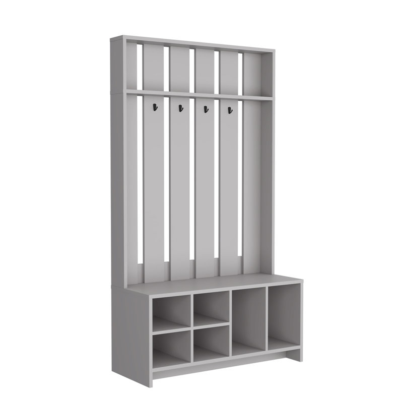 Hall Tree With 7 Shelves, Smokey Gray