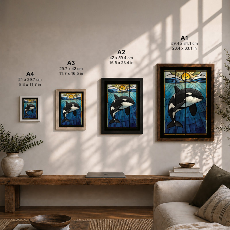 Orca Leaping At Dawn Coastal - Print, Unframed, A3 - 42.0 x 29.7 cm