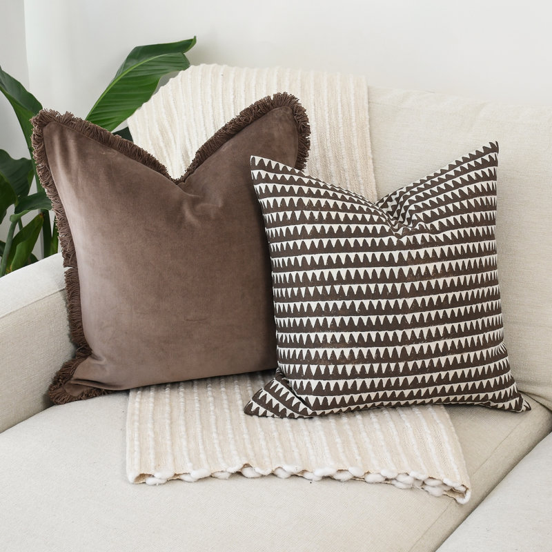 Brown Block Print Pillow Covers