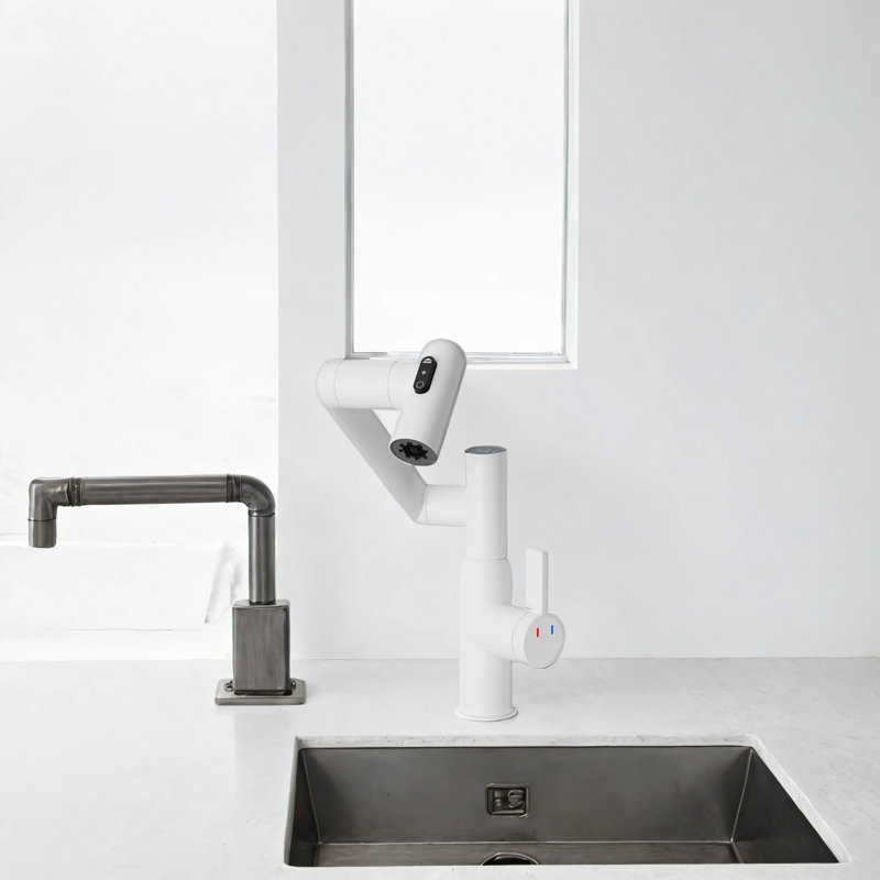Robinet de lavabo pour salle de bain Gunmetal, Blanc lustré