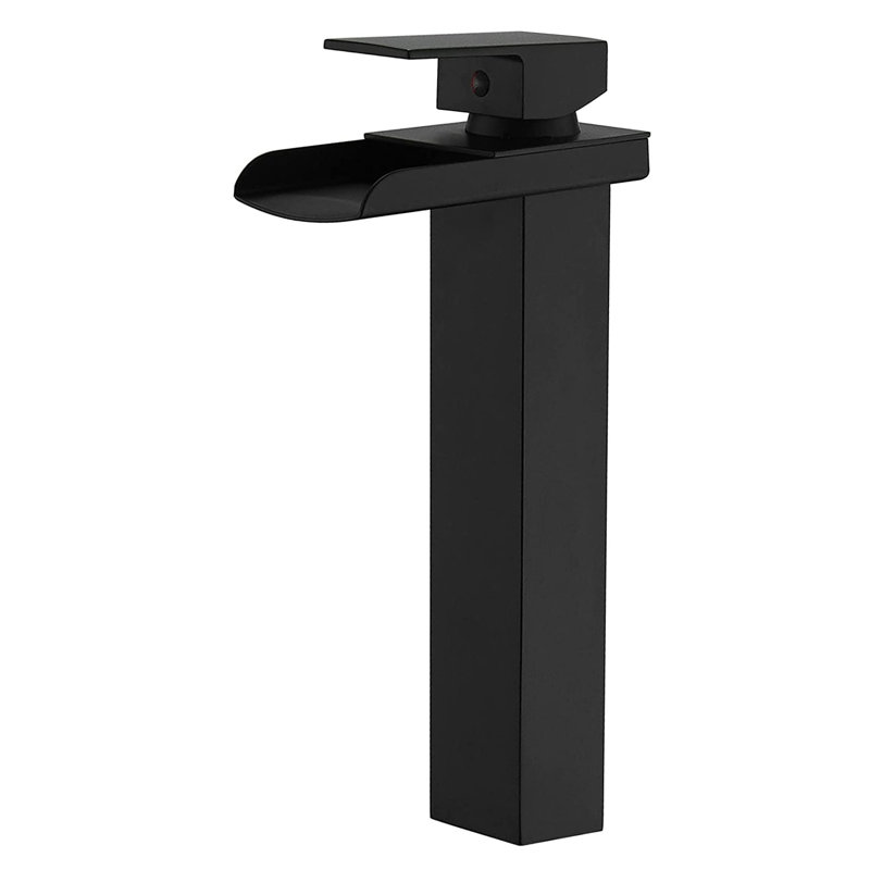 Robinet pour salle de bain à poignée simple avec drain, Noir mat
