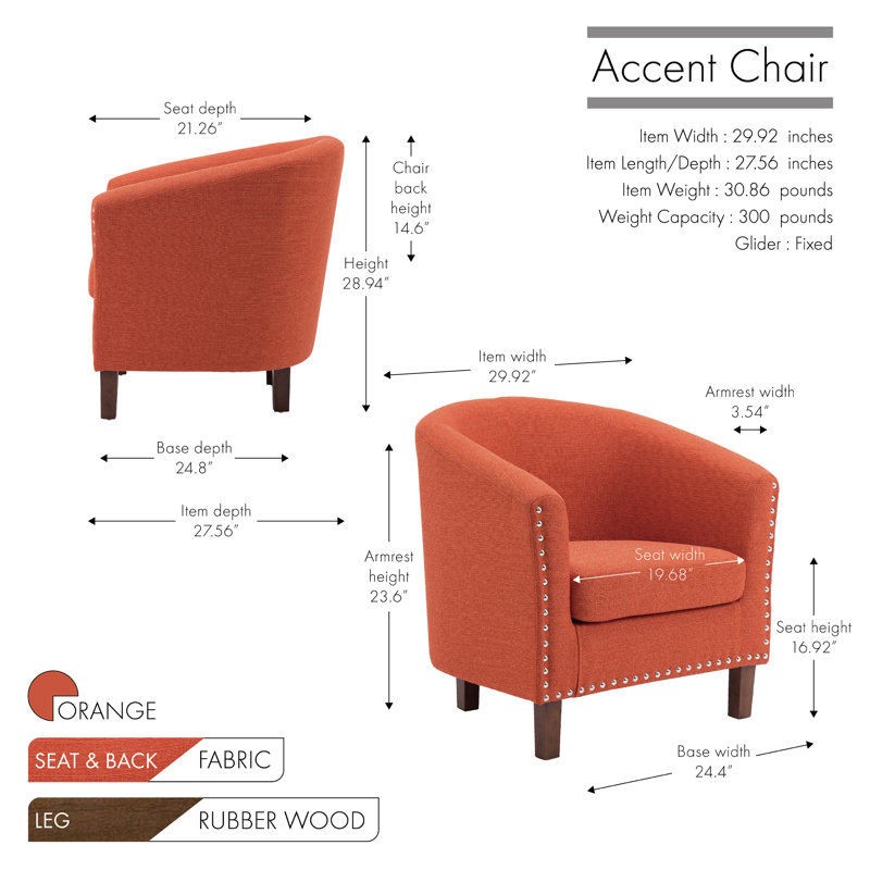 Fauteuil d'appoint Arthenia, Mélange de polyester orange