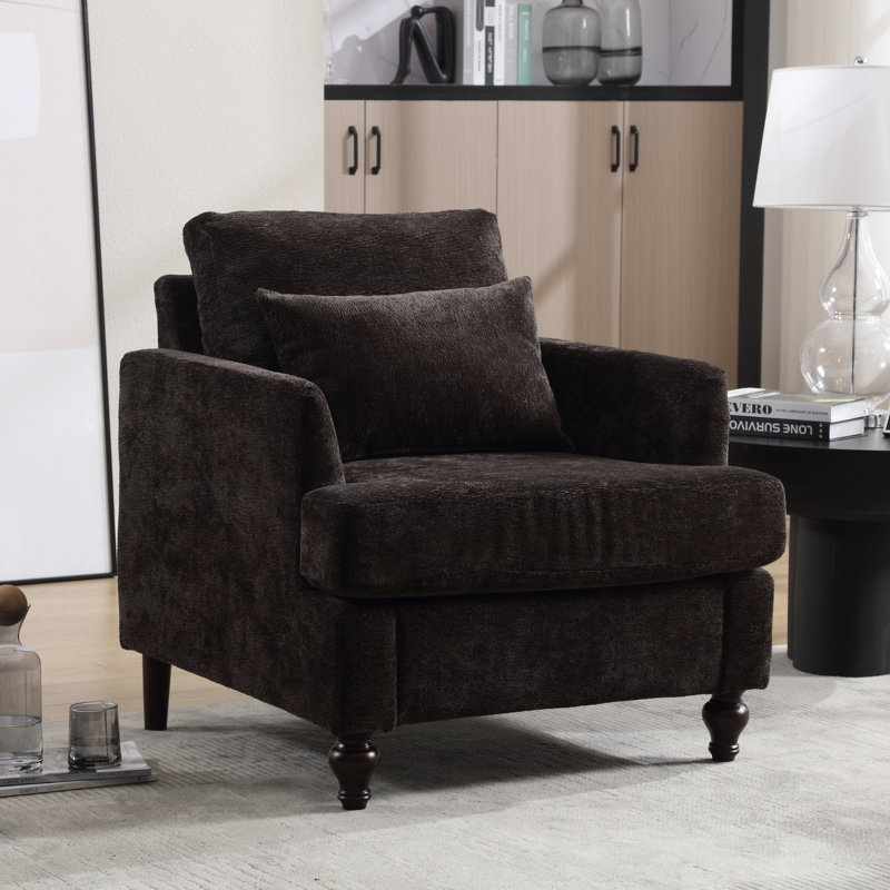 Denzal CAL117 Compliant 29.5'' Wide Chenille Armchair, Black Chenille