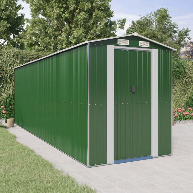 6.3 ft. W x 19.88 ft. D Steel Traditional Storage Shed, Light Brown, 75.6" W x 238.5" D x 87.6" H