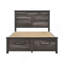 Grand lit plateforme 1Pc au fini gris avec rangement pour pied de lit