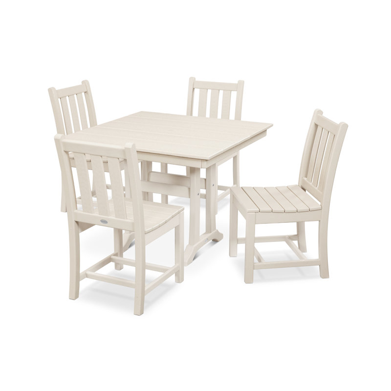Traditional Garden 5-Piece Farmhouse Trestle Dining Set, Sand