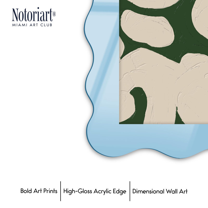 Cadre mural en acrylique gaucher par NOTORIART, H 39,5 po x l 27,5 po, Bleu clair, Courbée
