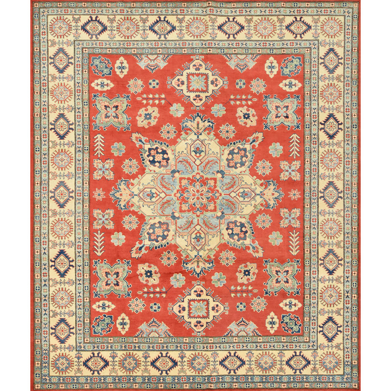 Tapis oriental rouge en laine noué à la main Nabeel