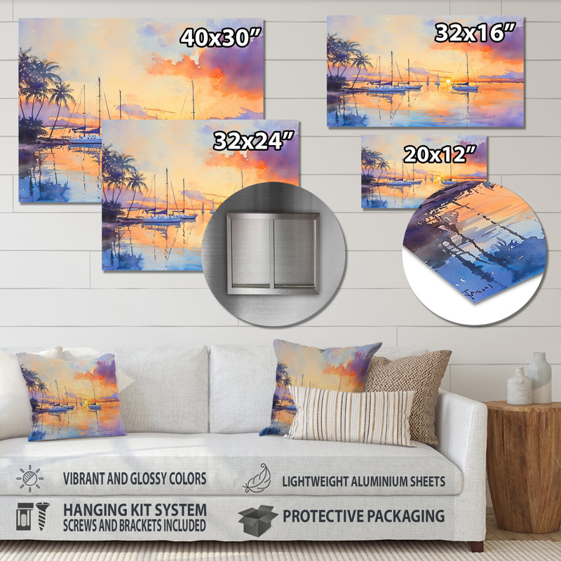 «Key West Florida Dream Saililier Horizon II», impression d'art moderne sur toile, H 12 po x l 20 po