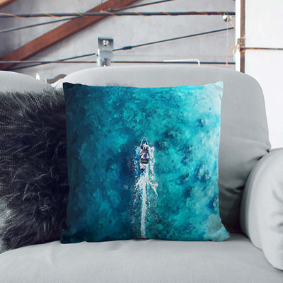 Boat In The Maldives Square Throw Cushion