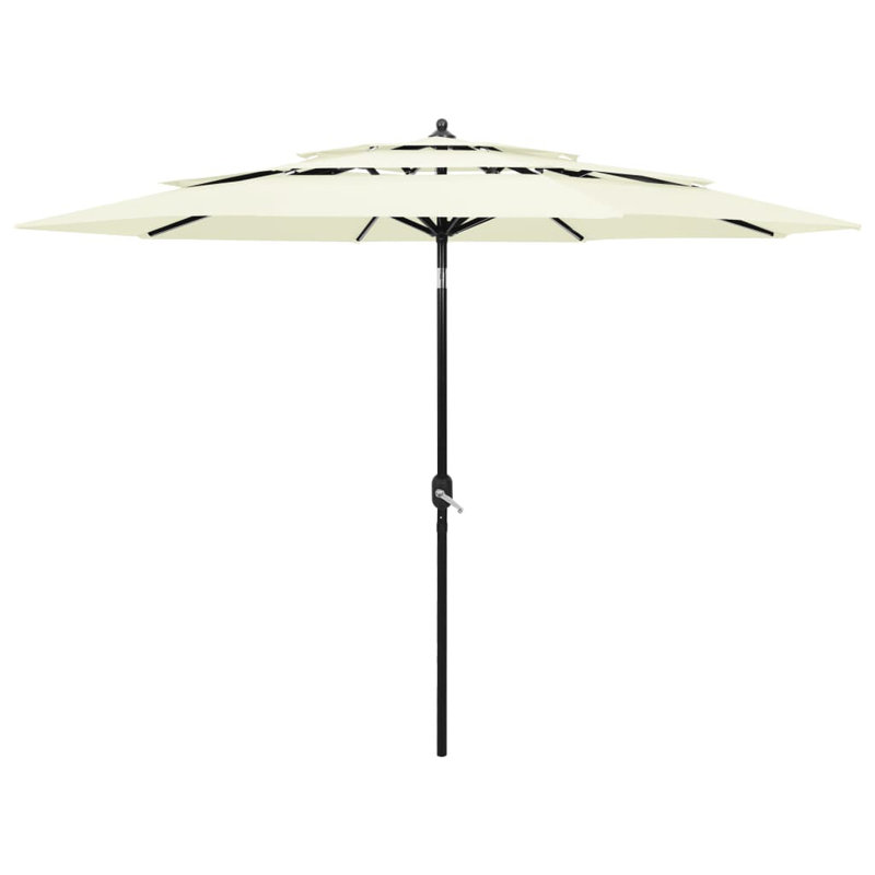  Parasol rond en aluminium thermolaqué inclinable, H 95,7 po x l 118,1 po x P 118,1 po, Beige