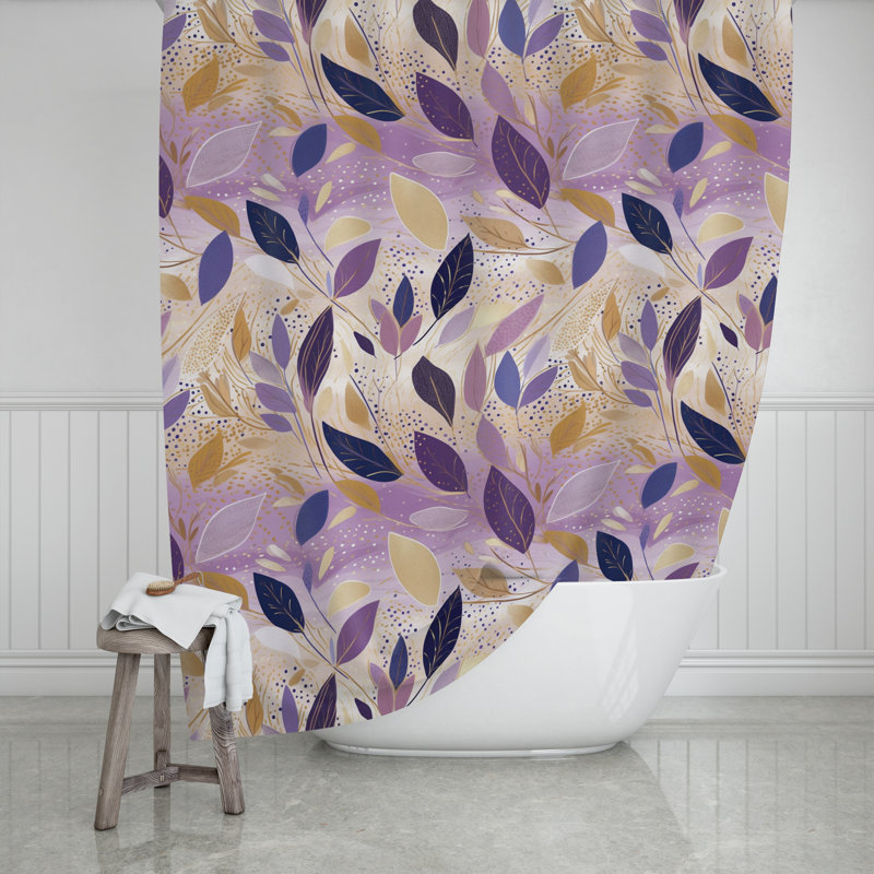 Rideau de douche Nadette, H 72 po x l 70 po, Mauve / jaune, Floral