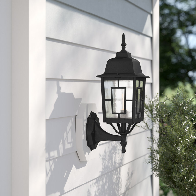 Lanterne murale d'extérieur à 1 ampoule H 17 po Enloe, Noir texturé