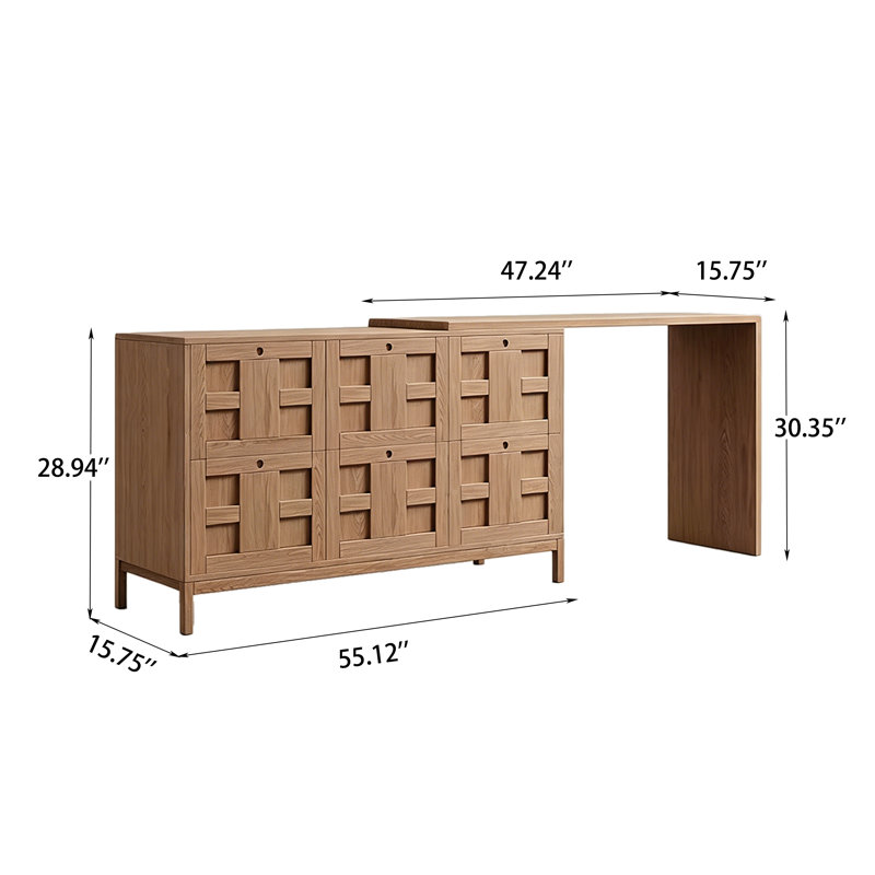 Meuble-lavabo intégré en bois massif avec tiroir, 30.35" H x 55.12" W x 15.75" D