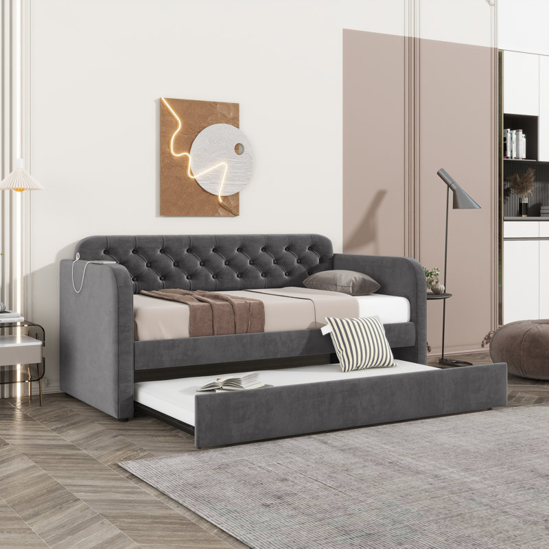Kordan Upholstered Daybed, Gray