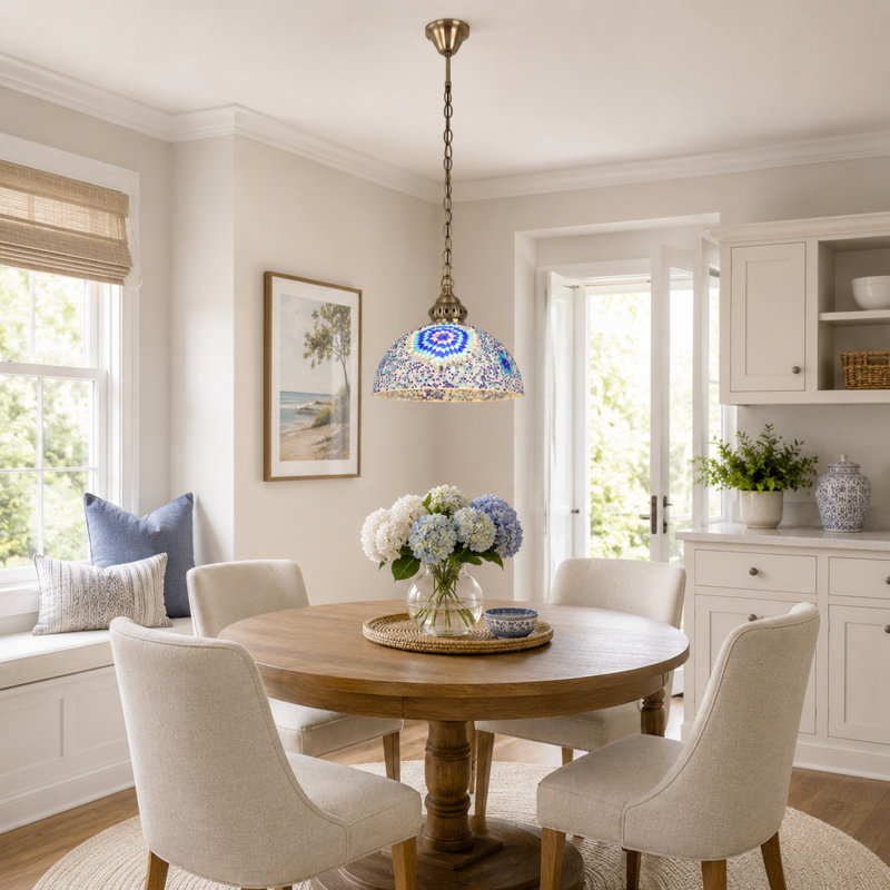 Luminaire suspendu simple en verre bleu étoilé avec chaîne réglable et ampoules chaudes