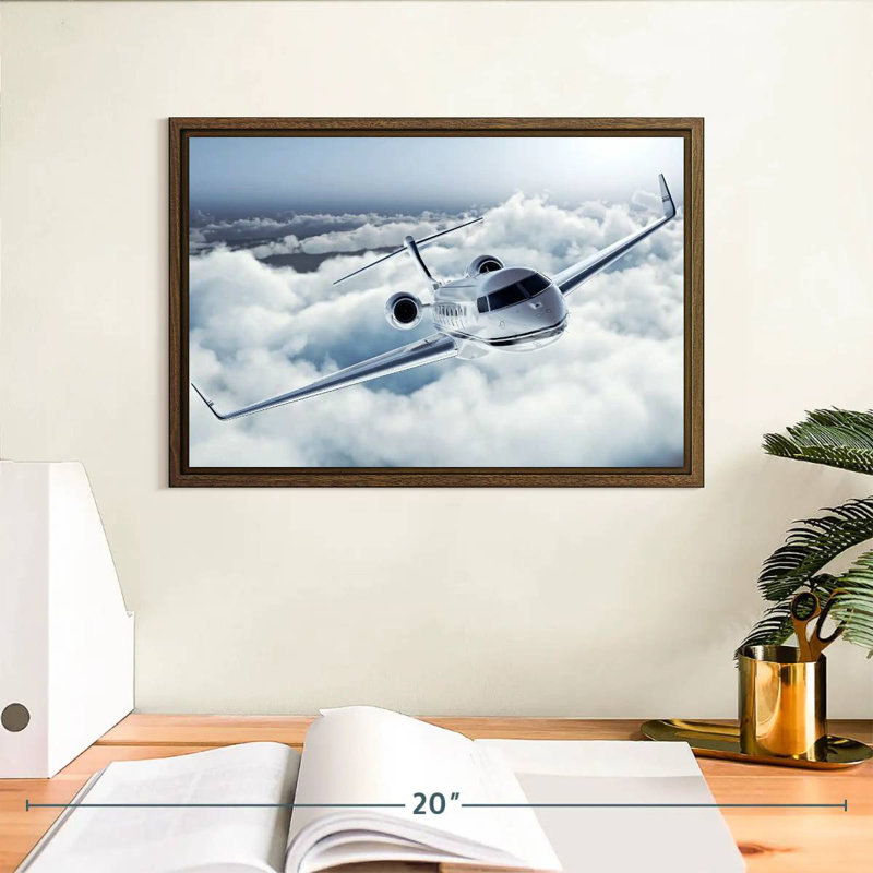 Jet privé de luxe volant, 13 po x 9 po, Cadre flottant en noyer