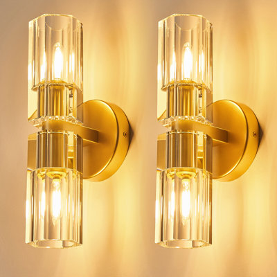 Modern Wall Sconces Bedroom Crystal Wall Sconces Indoor Sconces Wall Lighting Living Room Sconces with K9 Crystal Lampshade for Bathroom Hallway Entryway Stairway