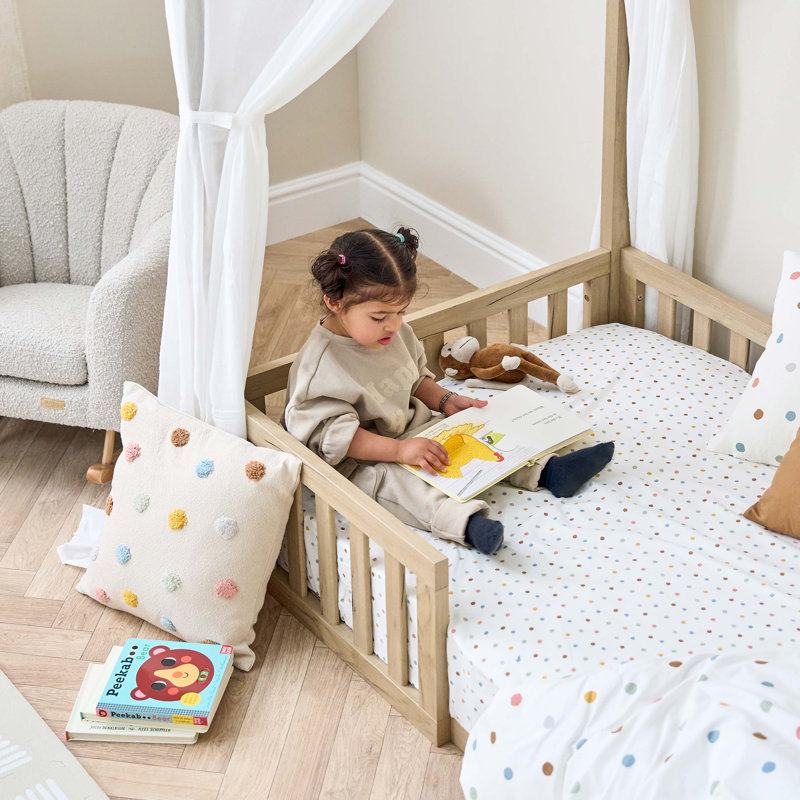 Tutti Bambini Casa Grande Montessori House Floor Bed Frame 90 x 200cm - Harvest Oak | Children's Wooden Toddler Bed