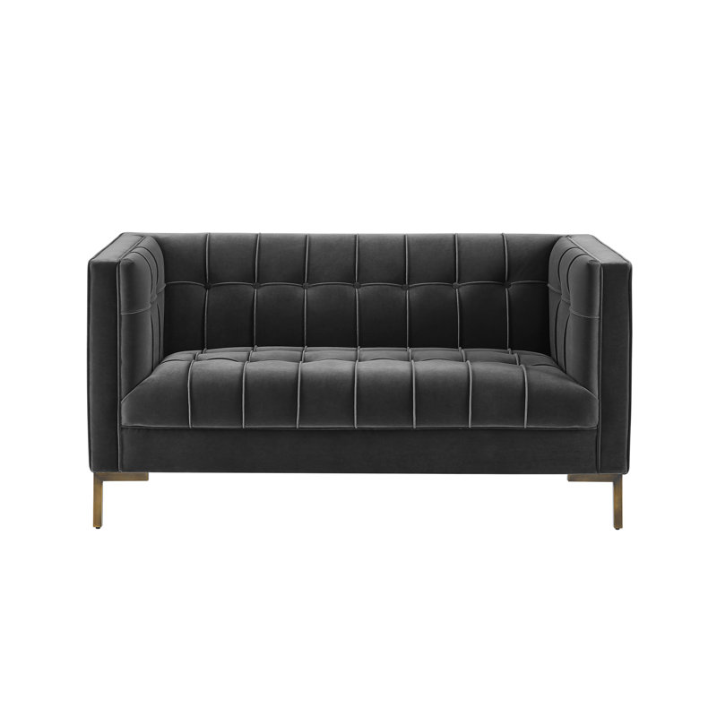 Causeuse en velours Isaac - gris, Gris foncé