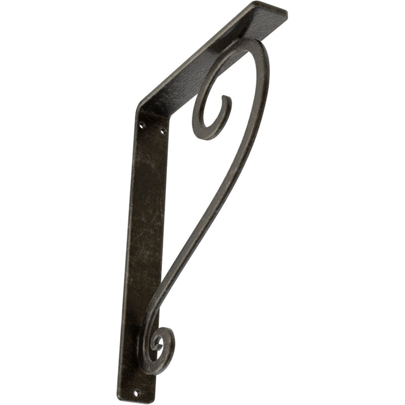 Support en fer forgé Edwards, H 10 po x l 1,5 po x P 7,5 po, Argenté antique chaleureux