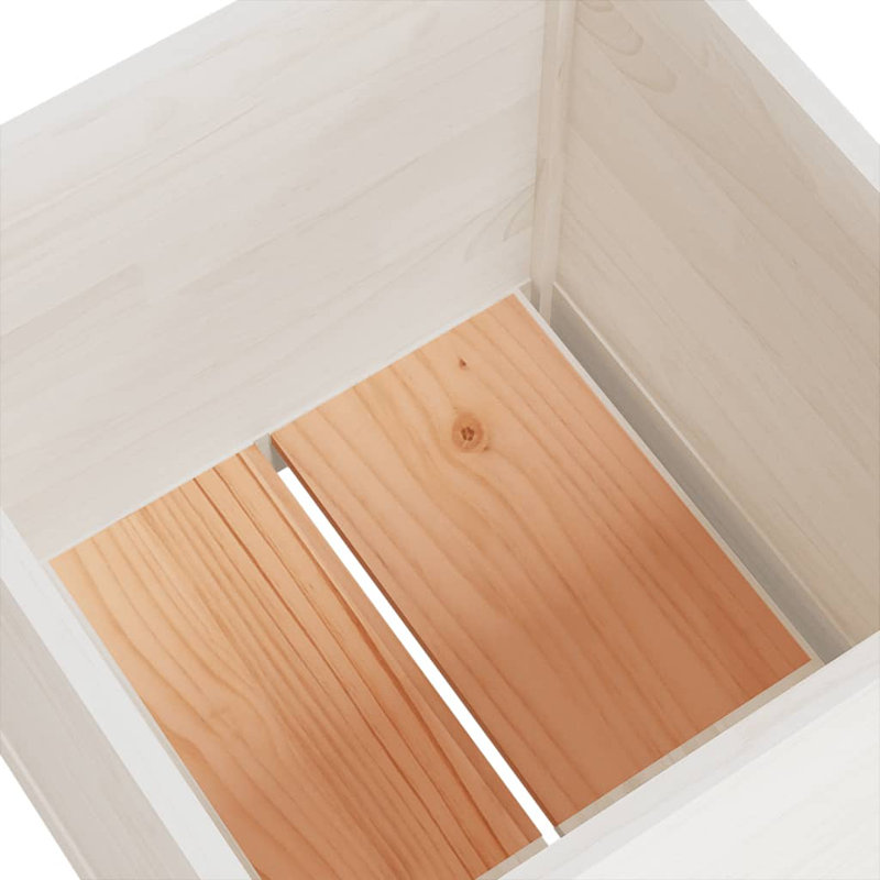 Wood Pot Planter, White, 19.7" H x 19.7" W x 19.7" D, 2