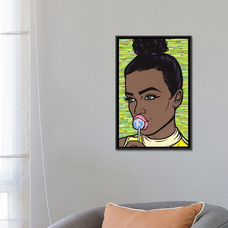 «Lollipop Girl», impression sur toile, H 26 po x l 18 po x P 1,5 po, Toile avec cadre noir, Pas de tapis