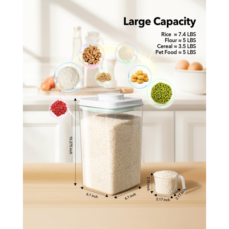 Contenant pour céréales, riz, farine, pâtes et collation sans BPA 4L / 4,2 pte