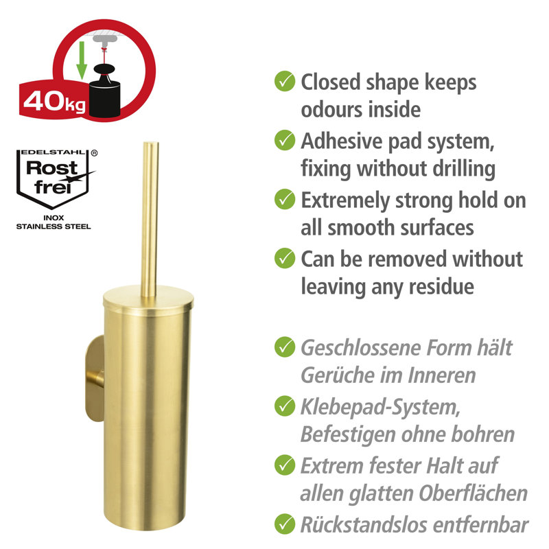 WENKO Turbo-Loc® toilet set Orea Gold Matt closed, attaches without drilling