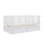 Lit de jour simple en bois avec garde-corps en forme de clôture pour la sécurité et deux tiroirs de rangement intégrés-260842976
