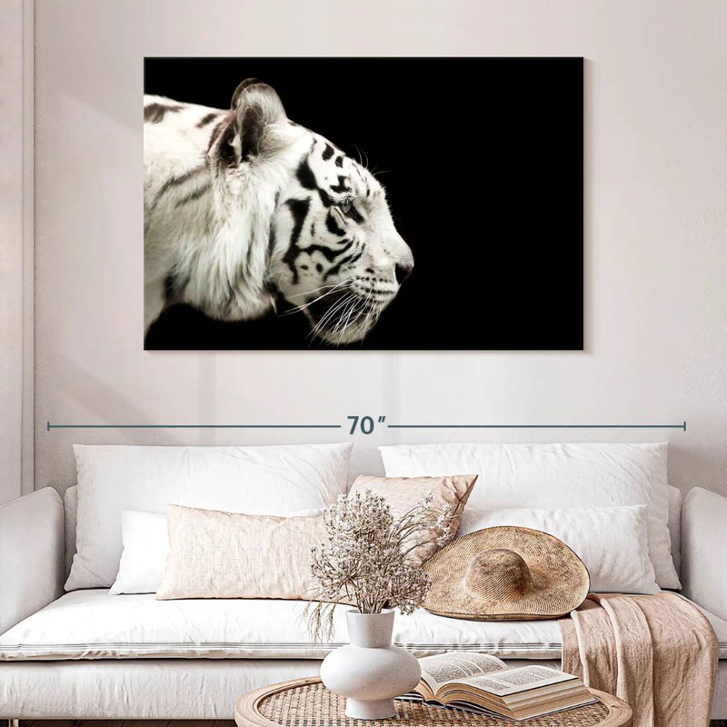 Brampt Curious White Tiger, 32" H x 48" W