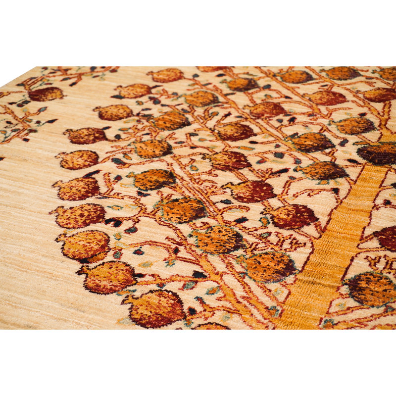 Tapis beige / jaune de haute qualité noué à la main