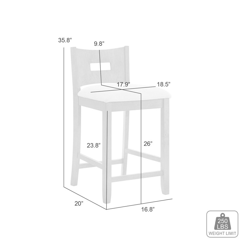 Barrymore Rubberwood Barstool With Fabric Seat, Gray, 4, Counter Stool (26.5" Seat Height)