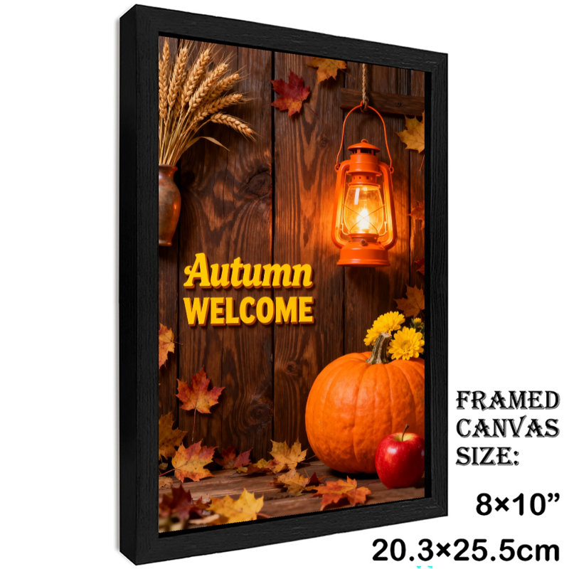 Reproduction d'art encadré noir d'automne rétro WELcom, H 11 po x l 9 po