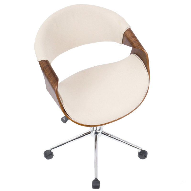 Chaise de bureau en noyer et crème