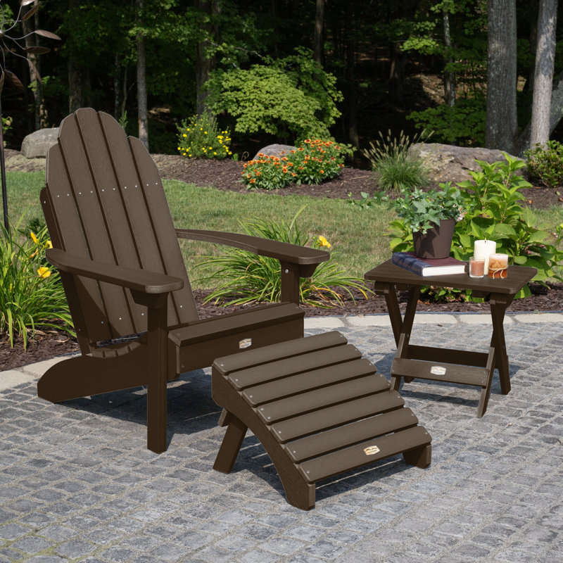 Essential Adirondack Chair with Essential Ottoman and Essential Folding Side Table, Canyon