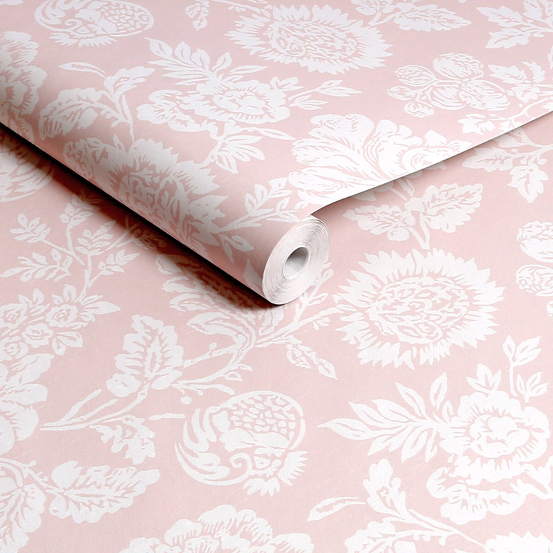 by Rachel Ashwell Stipple Floral 10m x 52cm Wallpaper Roll, Pink