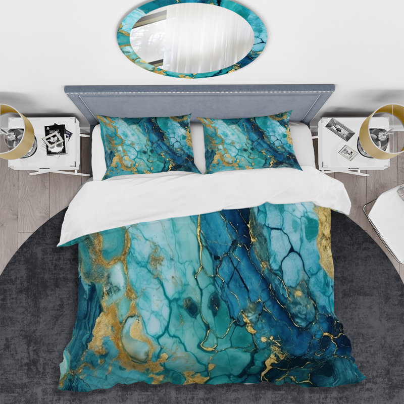 Ensemble de housse de couette abstrait turquoise, Housse de couette très grand et 2 très grandes t