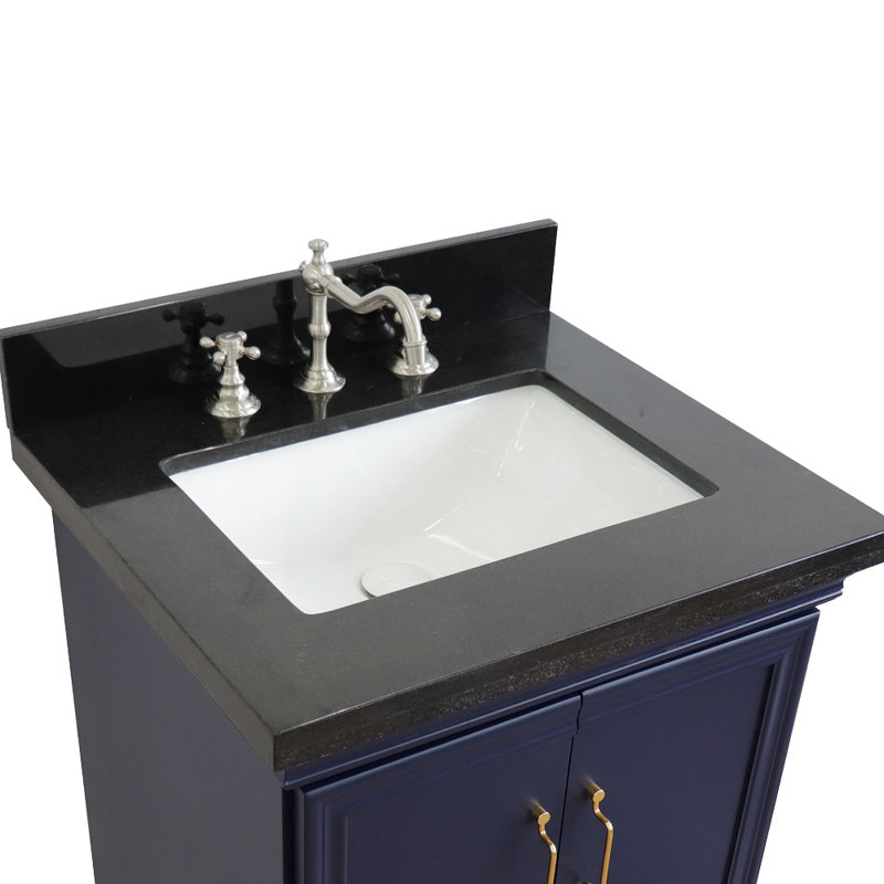 Ilfracombe 25'' Single Bathroom Vanity with Top, Blue, Black Galaxy Granite