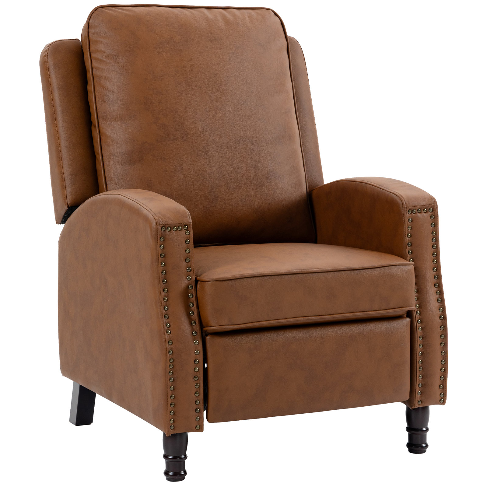 29" Genuine Leather Manual Recliner, Brown