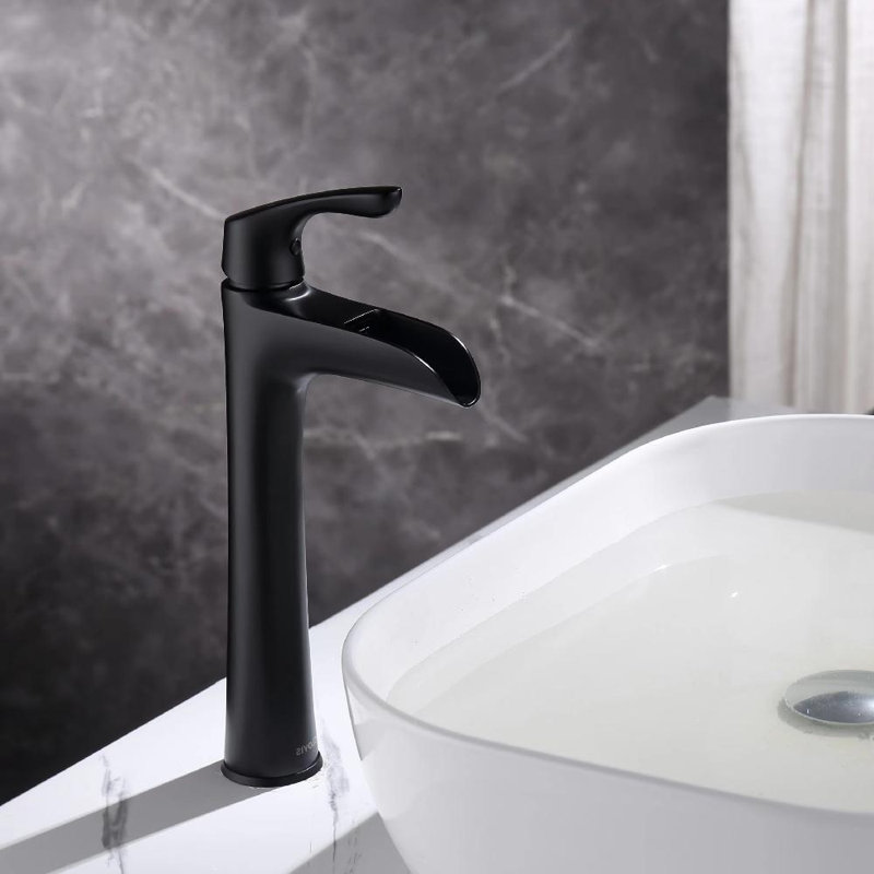 Single-Hole Single-handle Bathroom Faucet with Drain Assembly, Matte Black