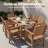 Patio Dining Set for 4 Person All Weather 5 Piece HIPS Outdoor Patio Table and Chairs Set with Umbrella Hole & Aluminum Frame Plastic Outside Furniture for Backyard, Garden, Deck, Poolside, Teak-1626311596